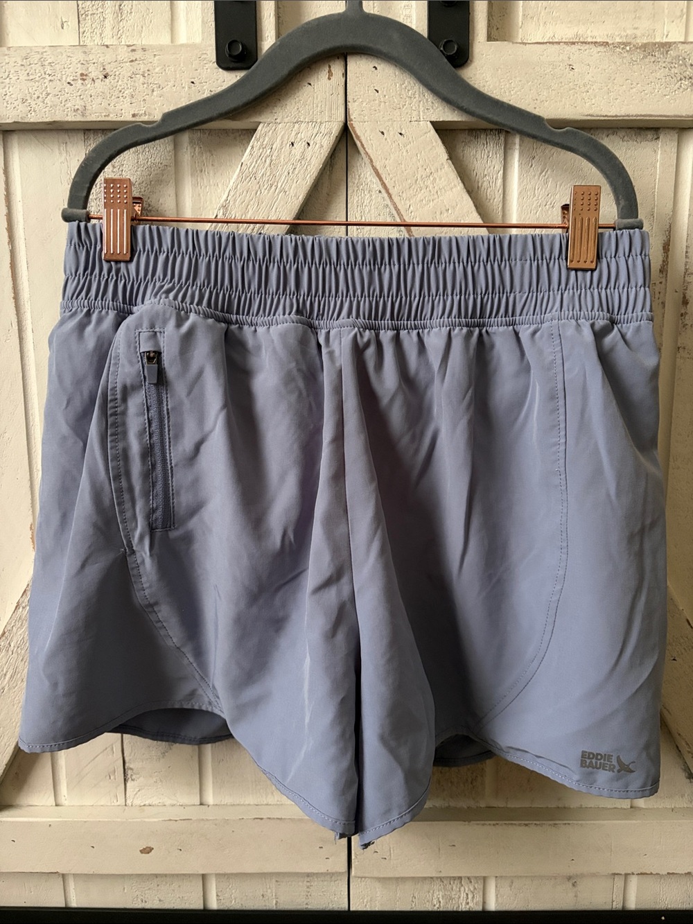 Eddie Bauer Powder Blue Running Shorts with Zip Pocket
